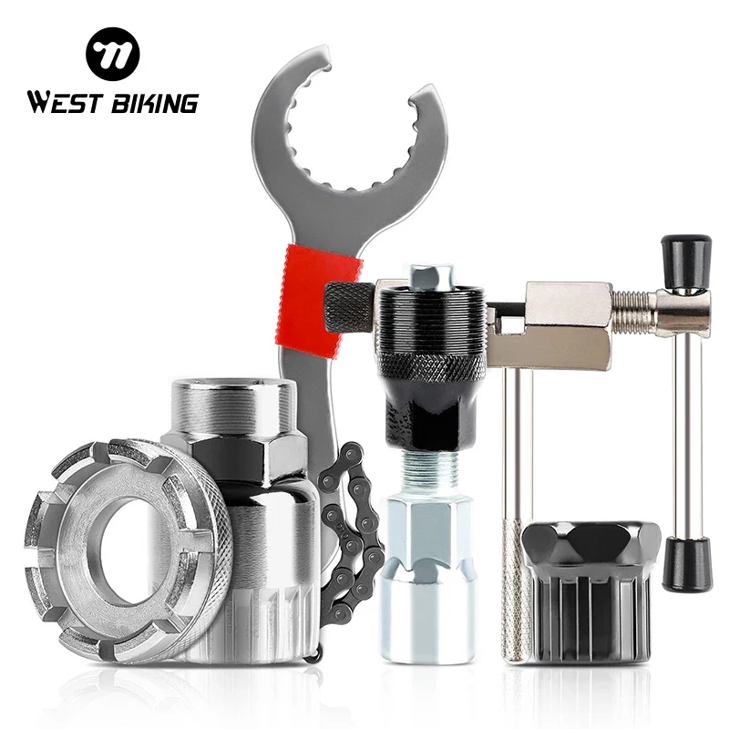 WEST BIKING MTB Road Bike Maintenance Tools Set Chain Cutter Bracket Flywheel Remover Crank Puller Wrench Bicycle Repair Tools