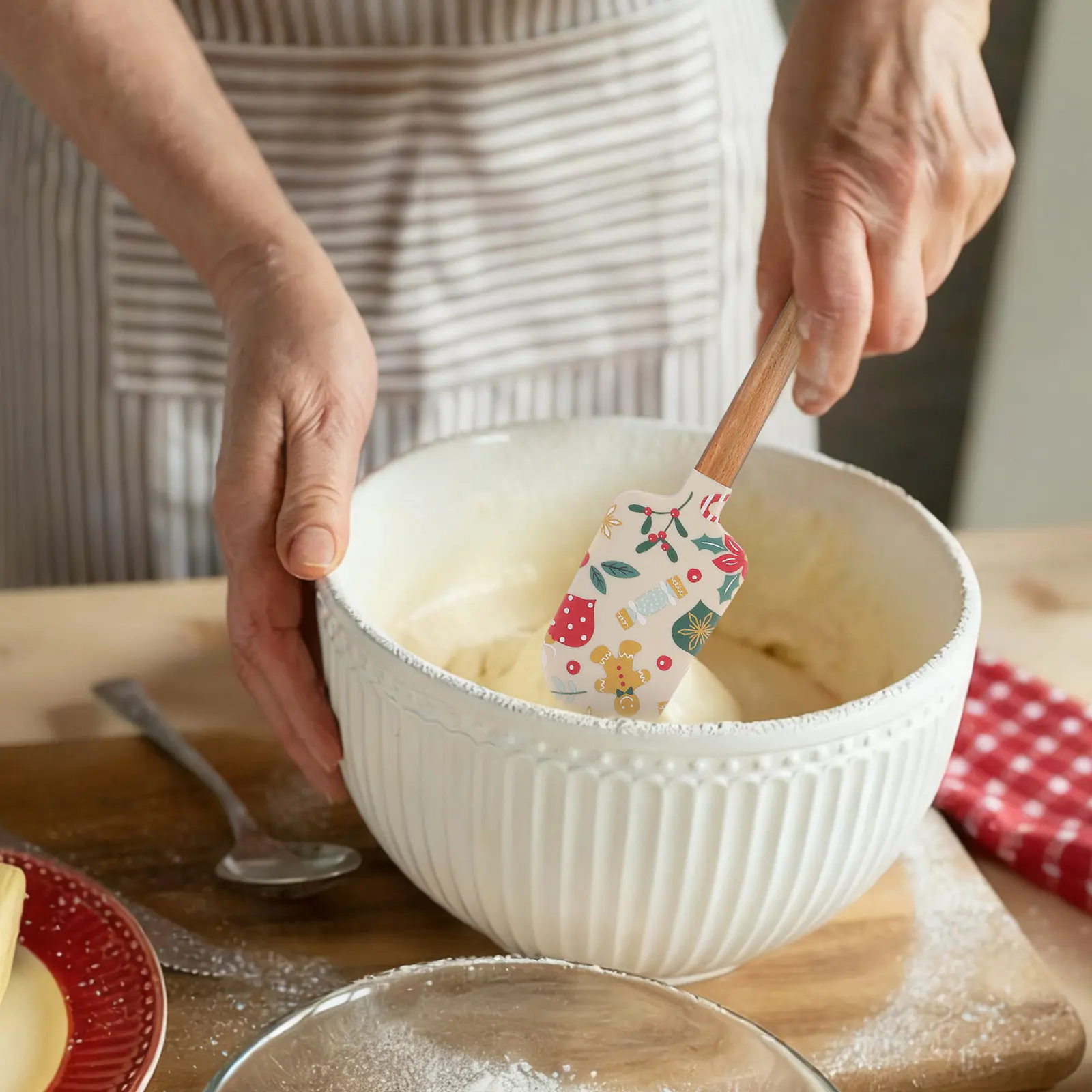 

Набор из 3 силиконовых лопаток с деревянными ручками, гибкие, с гладкой головкой, для выпечки, кондитерских изделий, джема, инструменты для выпечки