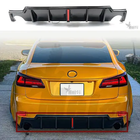 Lexus IS250 IS300 IS350 2006-2012 IS 리어 스포일러 글로스 블랙 카본 프라이머 디퓨저 (파일럿 라이트 포함) 자동차 자동차 액세서리