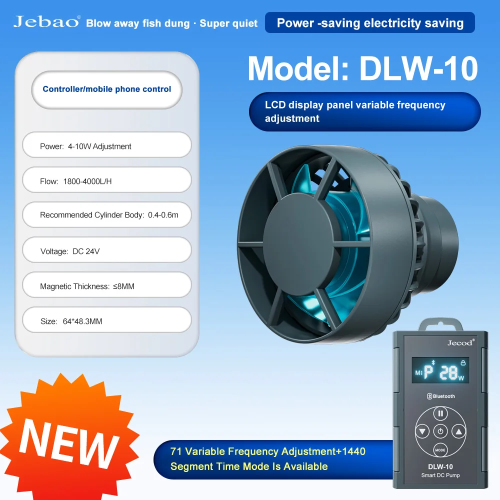 Jebao Jecod 2024 Dlw Serie Bluetooth Wave Pomp Voor Aquarium App Controle Dc Zoutwater Aquarium Intelligente Mute Waterpomp