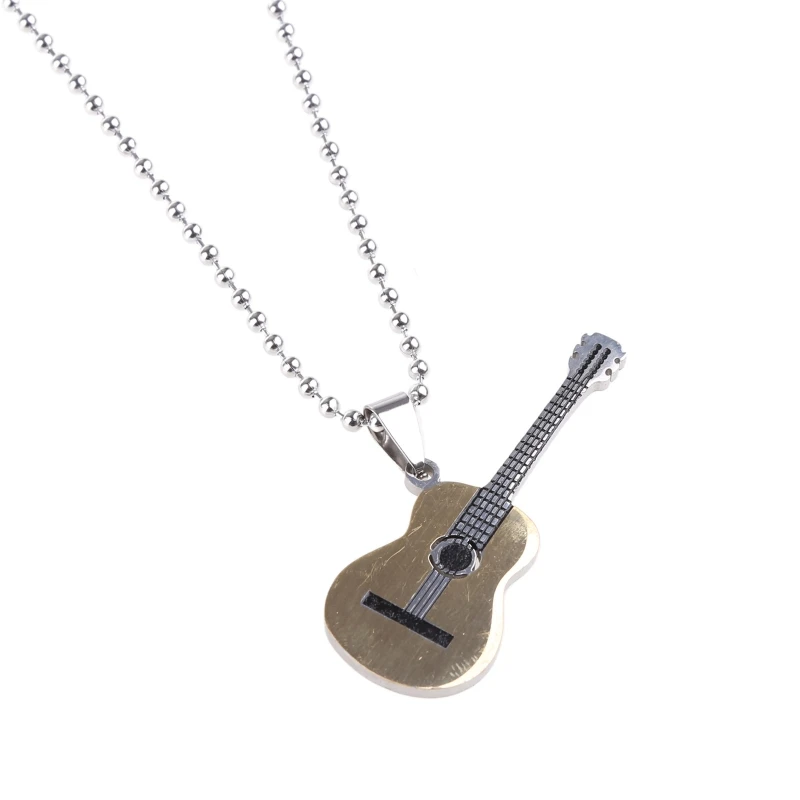 Guitar Musical Necklace Pendant Stainless Steel Jewellery Black/Gold/Silver D5QB image 4