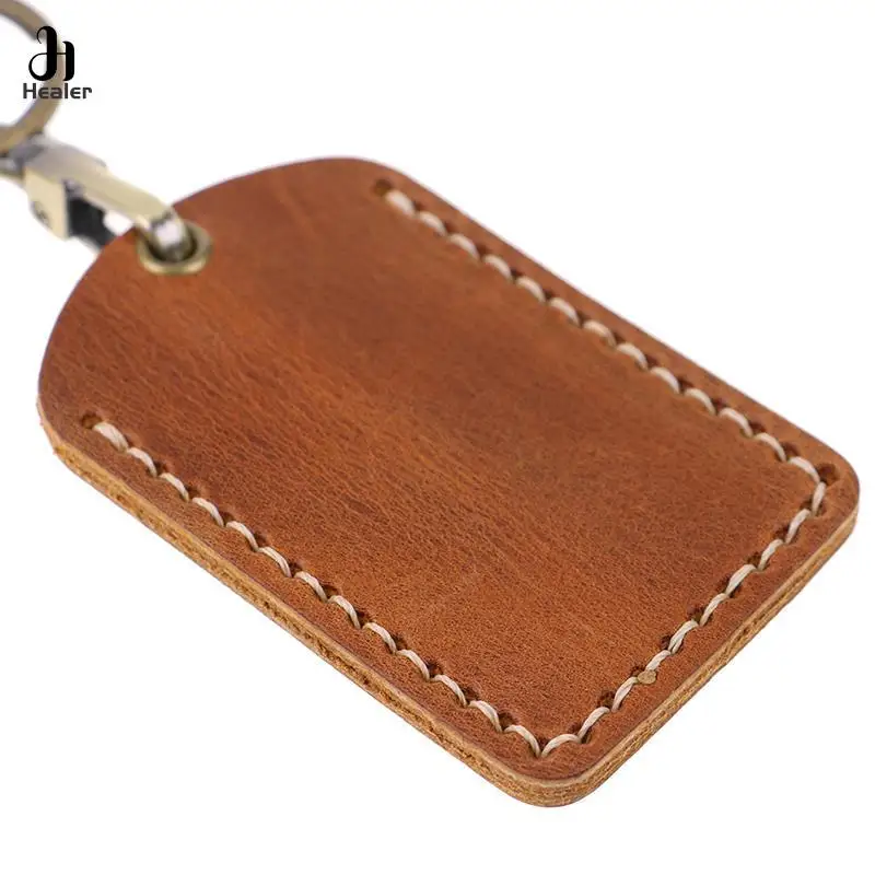 Llavero Vintage de cuero con cerradura de puerta, etiqueta de Control de acceso, funda de tarjeta de identificación, bolsa de tarjeta de acceso