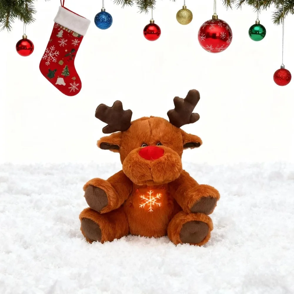Jouet en peluche d'orignal Musical lumineux de 32cm, Animal en peluche doux, poupée de renne, peluche apaisante, décoration de noël, cadeau pour garçons et filles