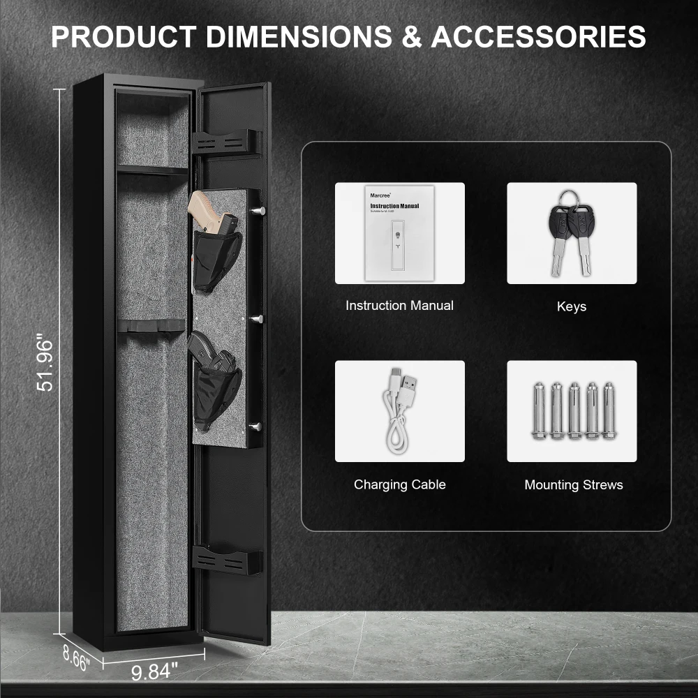 Gun Rifle Safe, Large Unassembled Rifle Safe, Quick Access Gun Cabinets ，Removable Shelf Bullet Rack and Gun Rack