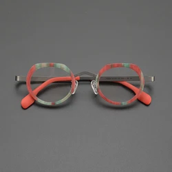 Niche fashion ultra-light pure titanium myopia glasses frame retro cat eye oval high-quality designer Harajuku optical glasses