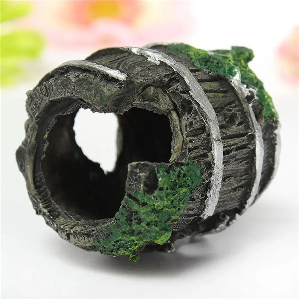 Aquarium Ornaments Decorations Artificial Resin Barrel Cave Landscaping Accessories For Fish Tank  Decoration Background