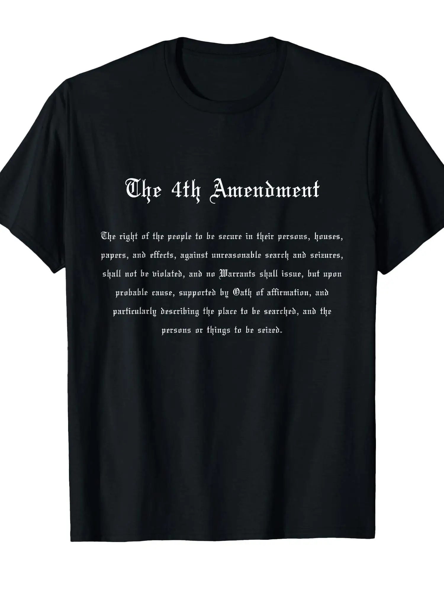 Men's U.S. Constitution T-Shirt with 4th & 25th Amendment Text - Heavy Cotton Casual Round Neck Short Sleeve Shirt