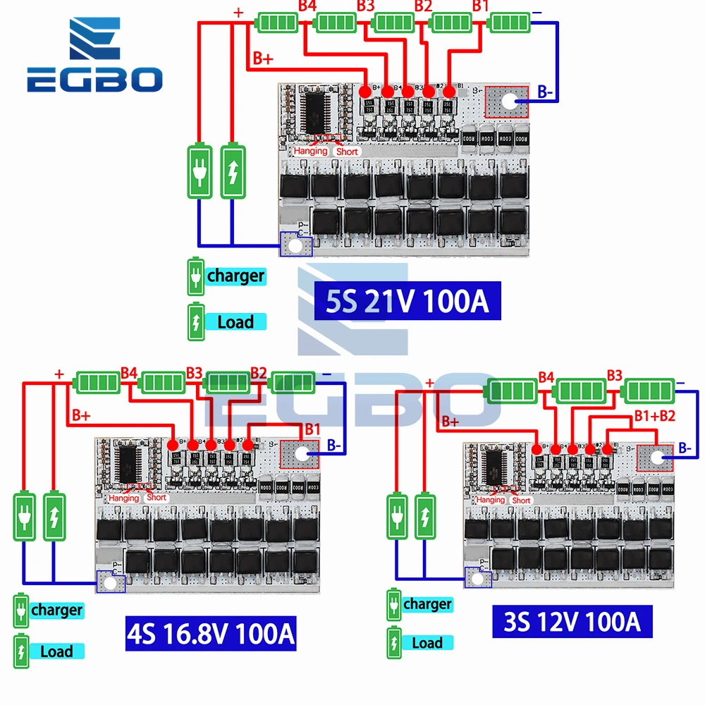 3S/4/4S/5S Bms 12V 16.8V 21V 3.7V 100a Li-ion Lmo ternary Lithium Pin Bảo Vệ Mạch Li-Polymer Cân Bằng Sạc