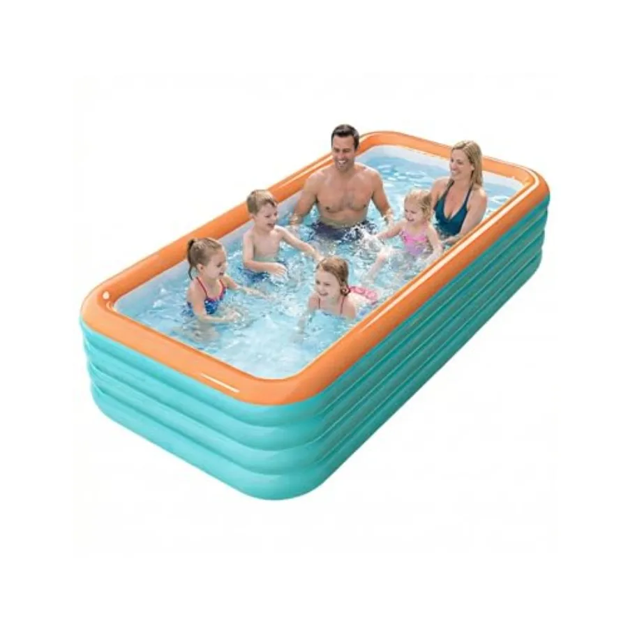 

120 Inflatable Pool for Backyard Summer Use, 4-Layer Thickened Heavy Duty PVC 0.32mm,Blue, Stronger Than 3-Layer, Durable for,A