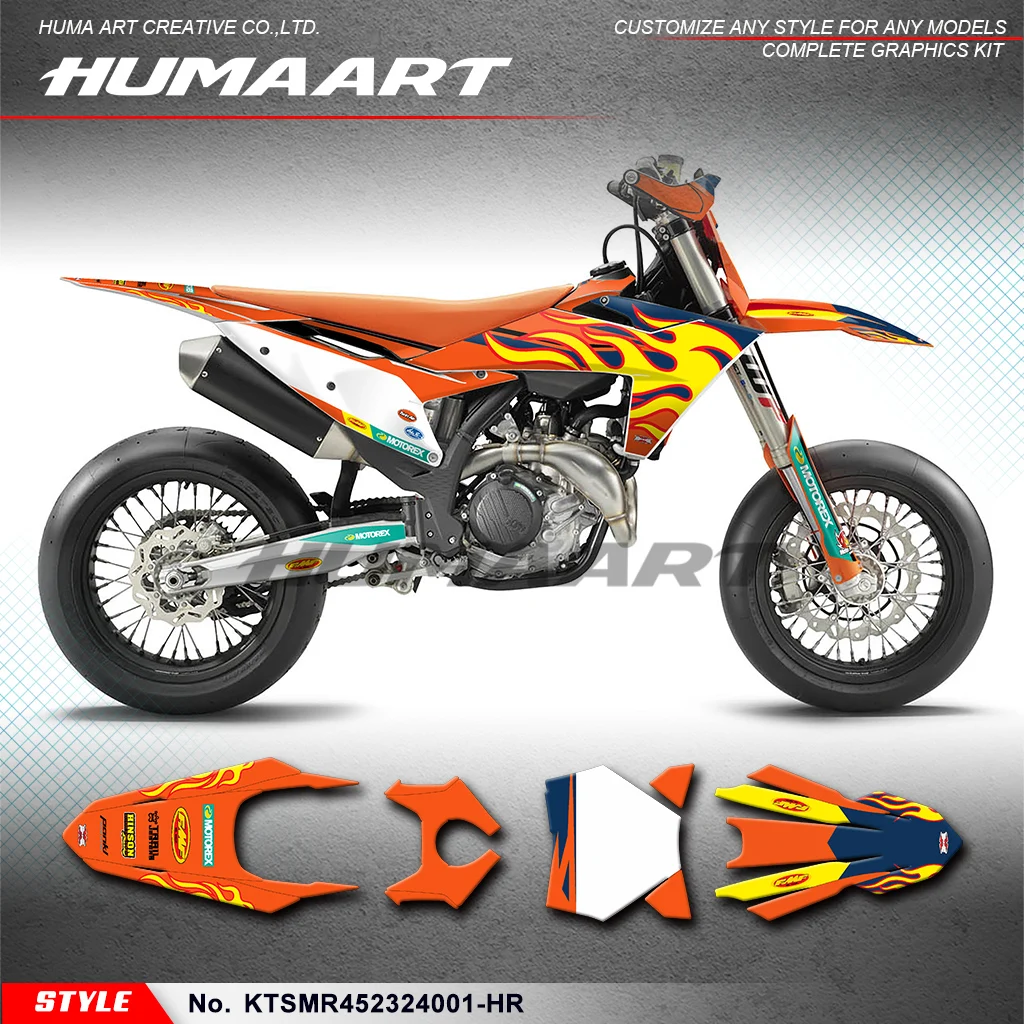 

HUMAART Custom Graphics Decal Kit Racing Sticker for KTM SMR 450 SMR2023 2024, Decoration, KTSMR452324001-HR