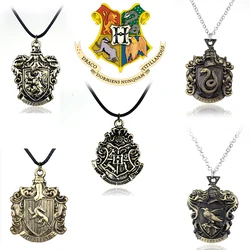 Hogwarts Four Colleges Pendant Necklace Hufflepuff Ravenclaw Slytherin Gryffindor Keychain Accessories For Fans Friends Gift