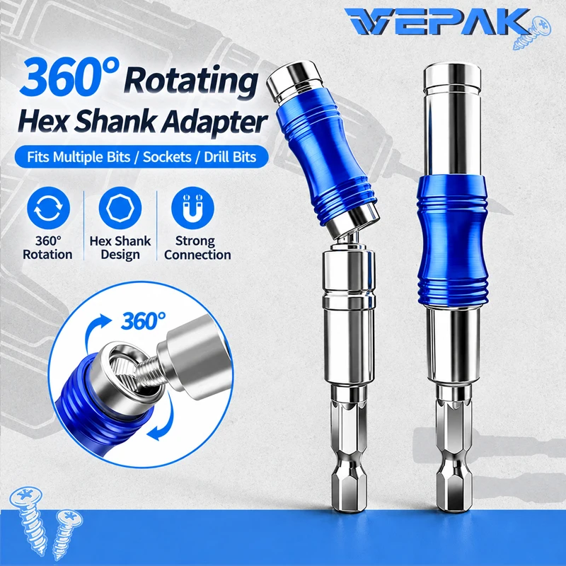 VEPAK ADTUN-BL 360° Rotatable Magnetic Hex Shank Bit Holder 1/4