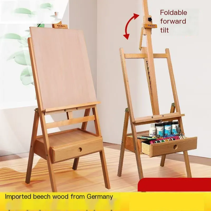 Foldable Beech Wood Frame Drawer Style Oil Painting Bracket Sketching Board  Adjustable Easel