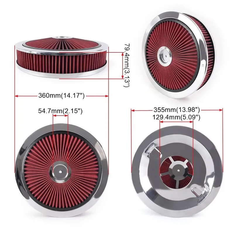 for Automotive Supplies 14x3 Inch Round Washable Air Filter High Flow Filter 14x4 Inch