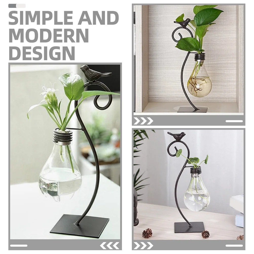 

Flower Bouquet Vase Desk Glass Planter Arrangement Rack Holder for Table Decor Desktop Pot Creative Floral