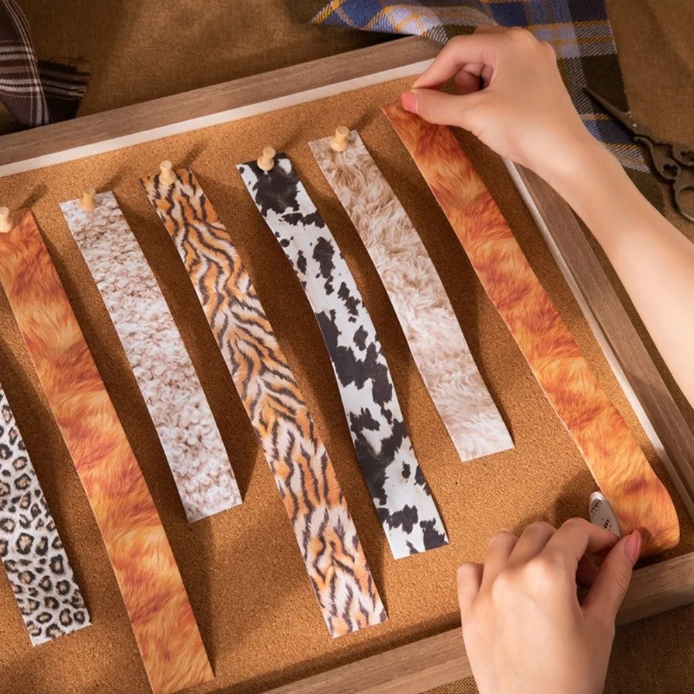 Animal Hair Pattern Decorative Adhesive Tape Leopard Tiger Milk Cow Print Paper Feel Tape DIY Journal Fluffy Texture Washi Tape