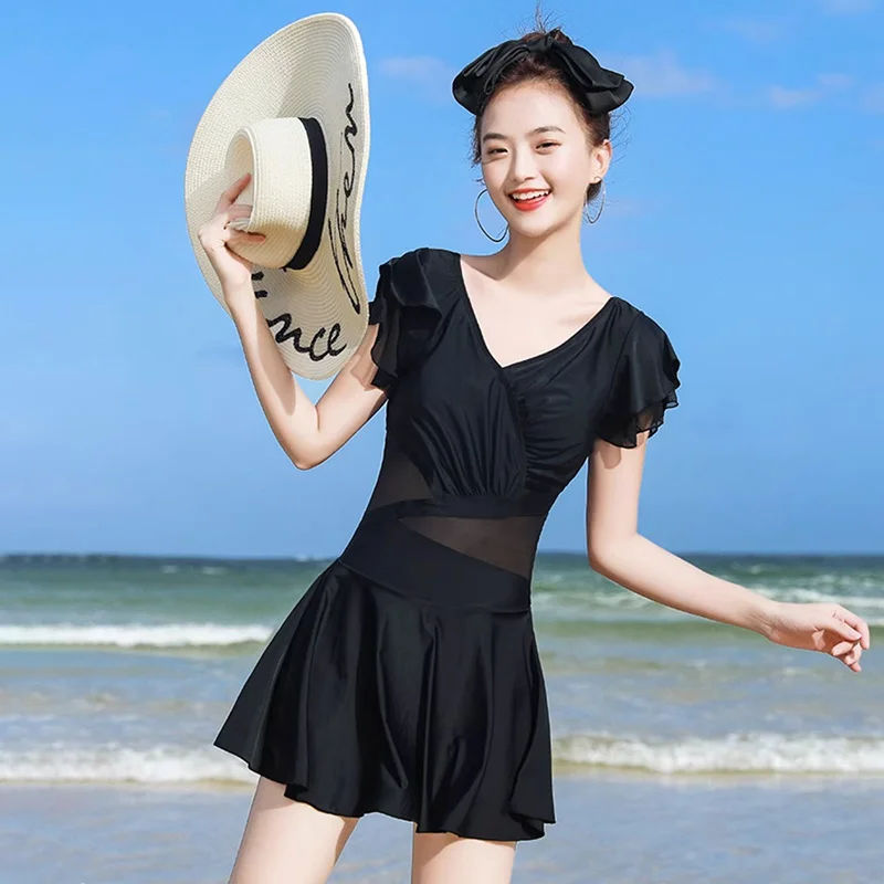 Female Vintage Floral Print Swimming Costume High Waisted Full Coverage Cute Vacation Swim Suit - view 3