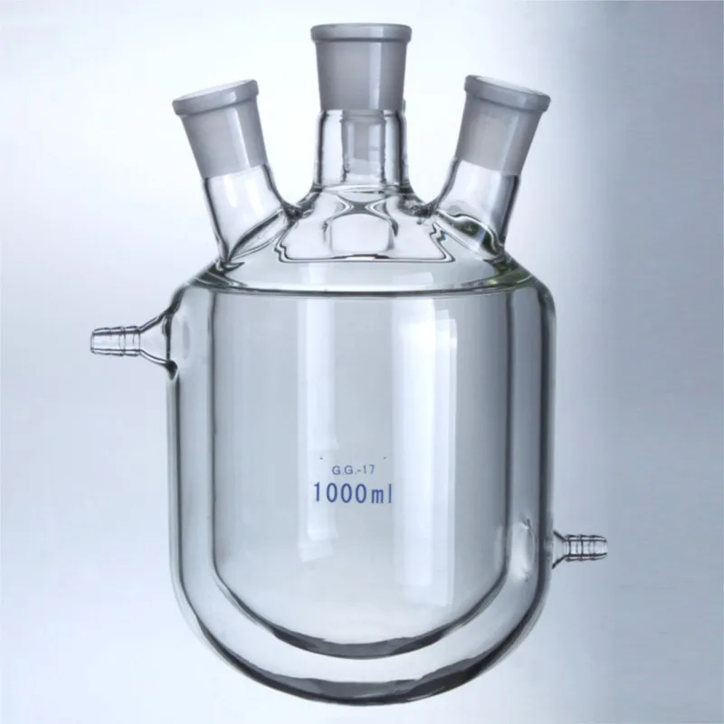 

1000ml three mouthes 24/29 glass reactor heavy sheet glass reaction still reaction flask