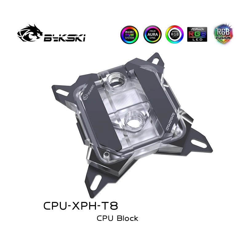 Bykski CPU-XPH-T8 CPU cooler processador de resfriamento de água bloco de água para Intel I7 Lga115x/2011/2066 RGB/RBW Iluminação