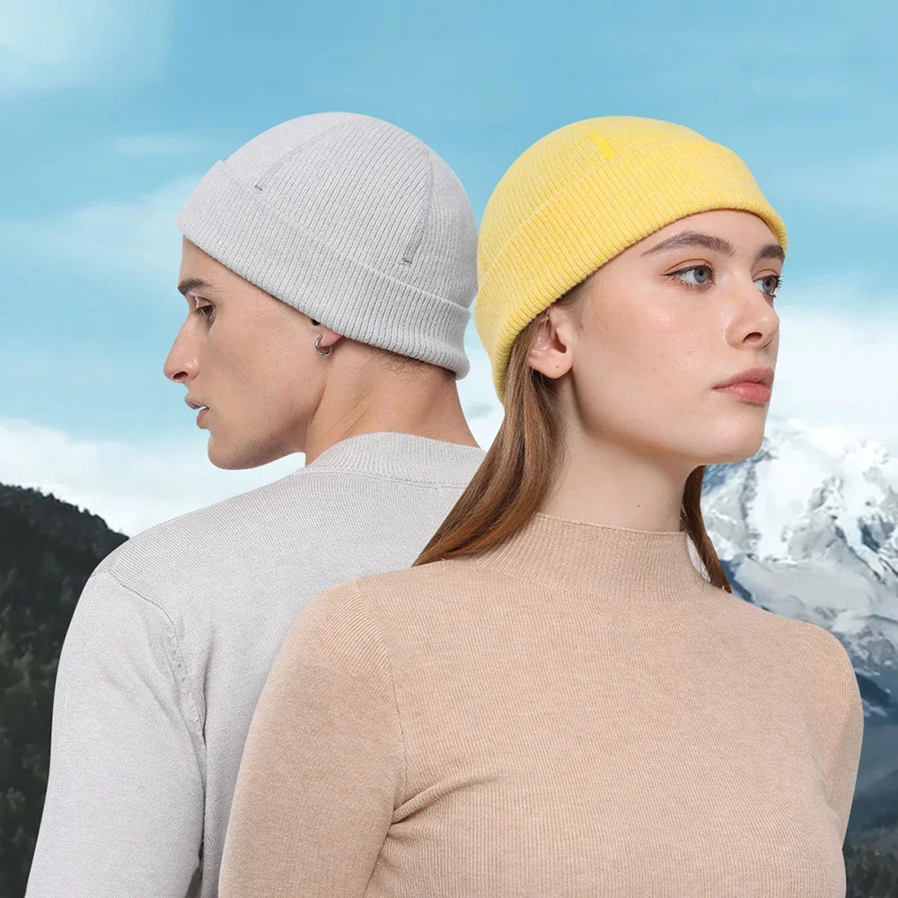 Chapéu do Beanie de malha térmica macia, Bonnet Monocromático, Boné Quente, Headwear para Tempo Frio, Corrida, Esqui, Caminhada, Outono, Inverno