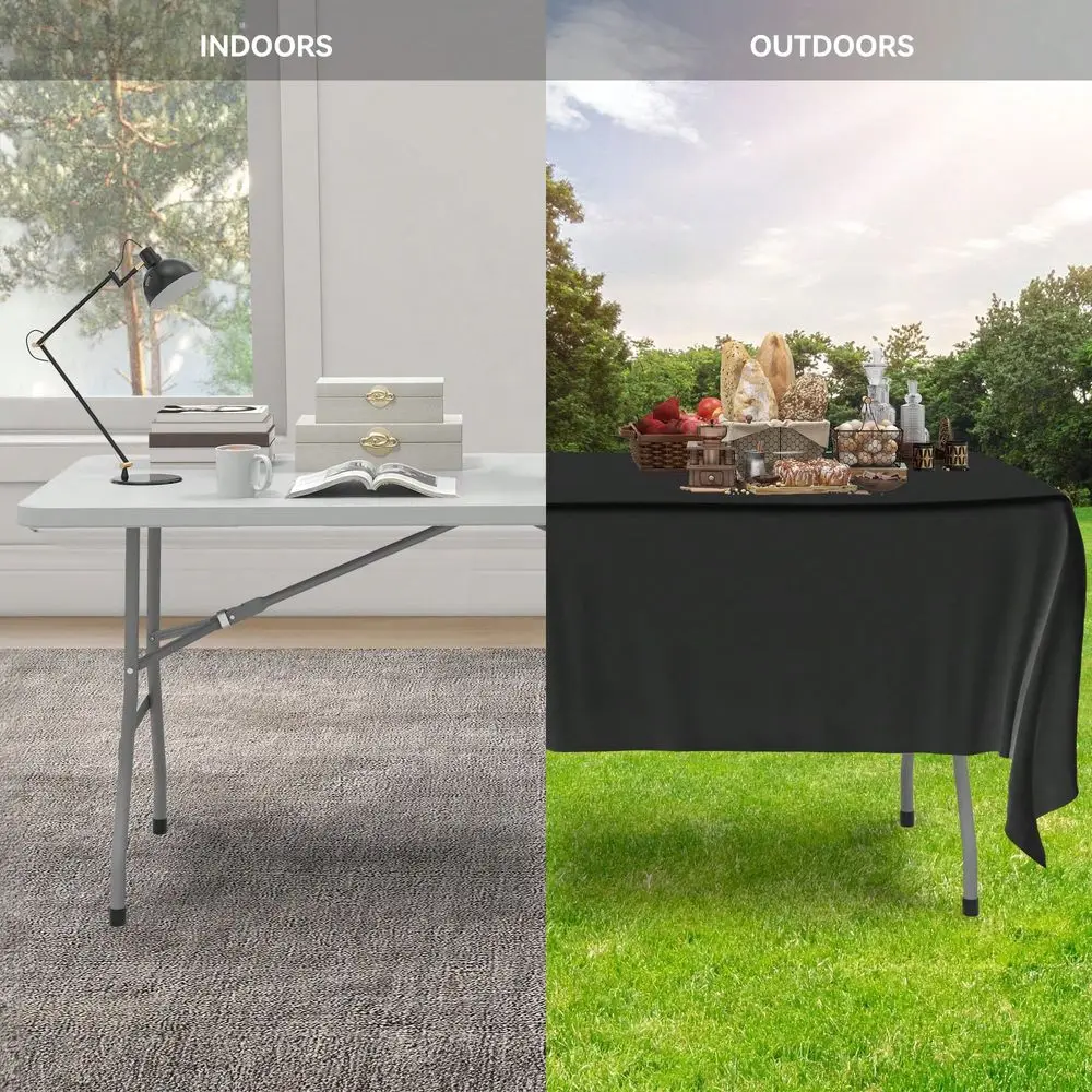Mesa plegable, mesa plegable ligera para fiestas, cenas, barbacoas, juegos de mesa con asa de transporte, cierres plegables blancos
