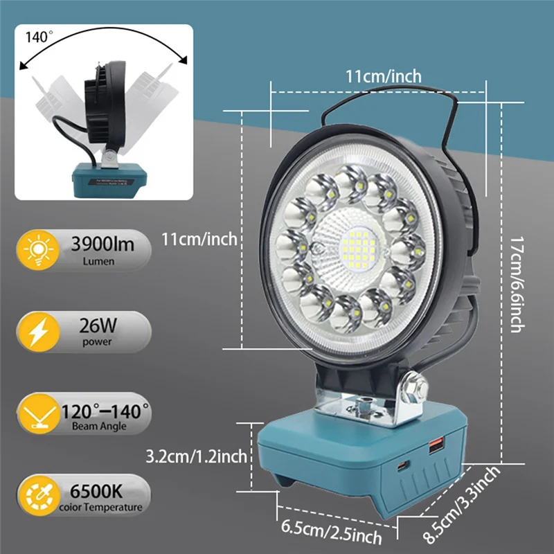The New LED Outdoor Work Light For  BL1830 30W Work LED Light For Engineering Lighting And Shooting