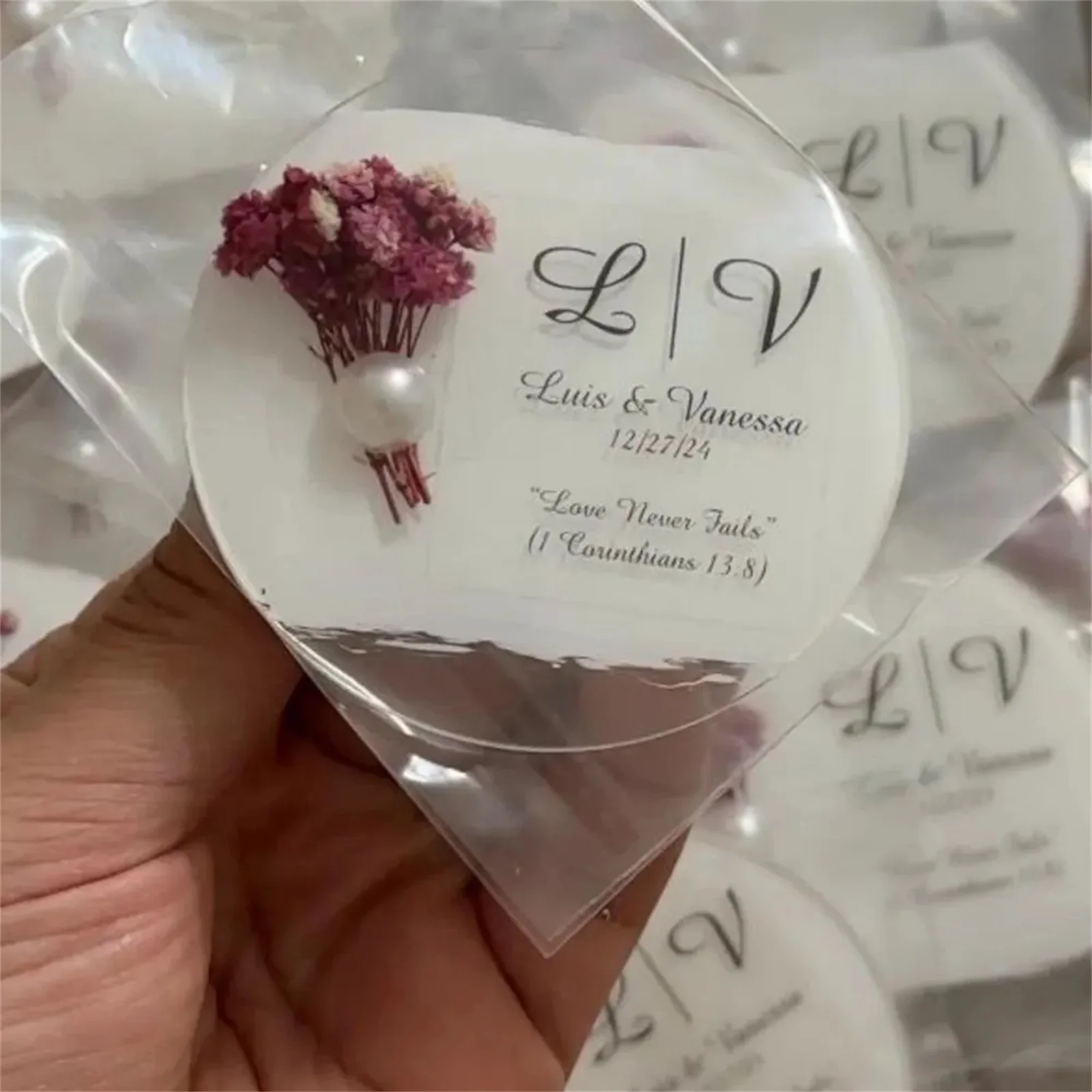 Personalized Epoxy Magnet Favor Wedding, Save The Date Epoxy Magnet Favors, Wedding Favor for Guest, Engagement Epoxy Magnet Fav - view 5