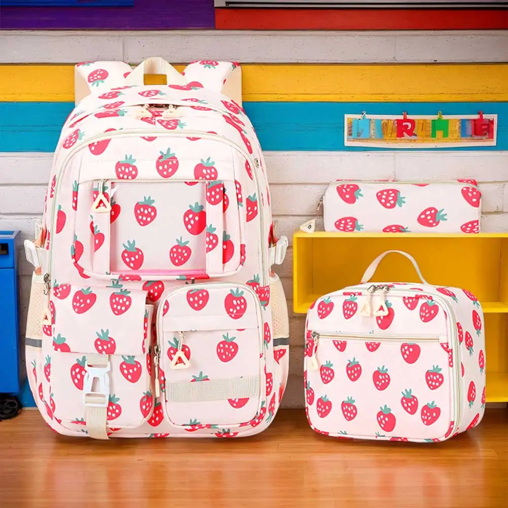 3-teiliges Set, süßer Kinder-Teenager-Rucksack mit Lunchtasche, Federmäppchen, Büchertasche mit mehreren Taschen für Grundschüler, Mittelschüler, Mädchen