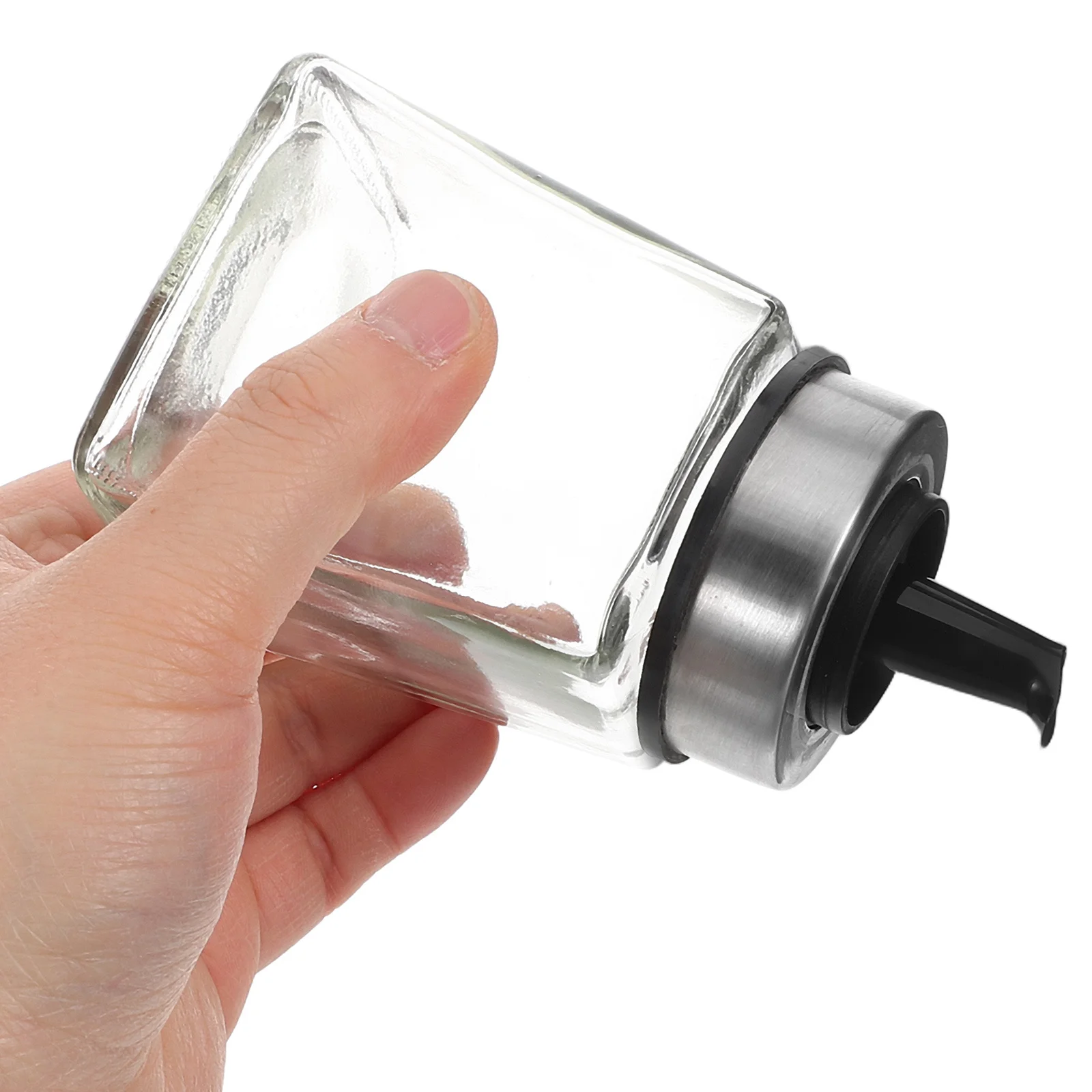 

180Ml Transparent Glass Oil Bottle with Spout Non-Leak Design for Cooking Oil Vinegar Storage Portable Kitchen Seasoning