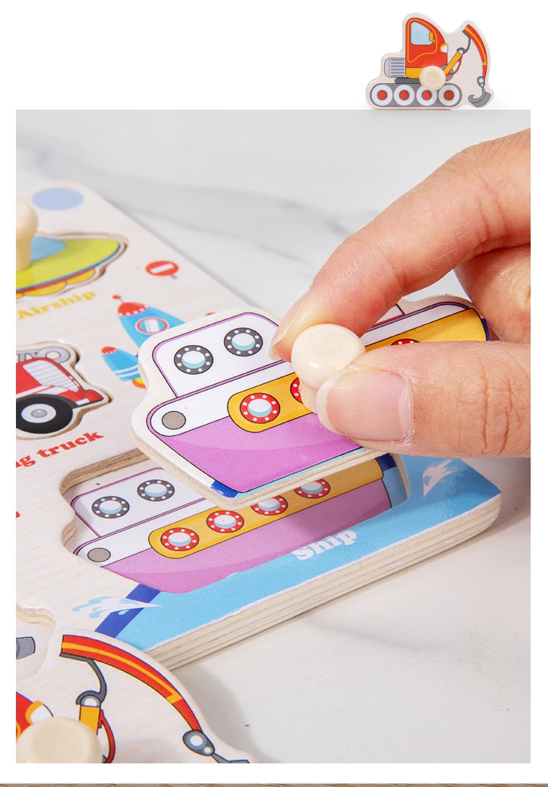 Montessori Spielzeug Holz 3D Puzzle Cartoon Tier Intelligenz Puzzle Frühes Lernen Pädagogisches Spielzeug für Kinder – Detail 4