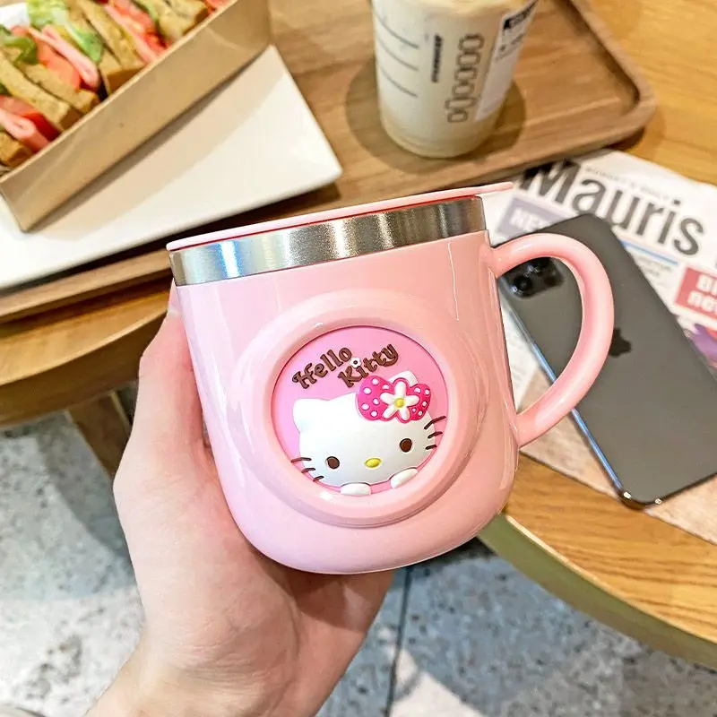 Sanrio Hello Kitty Mug Cup Kawaii Pink Water Cup Cute Cartoon Stainless Steel Milk Coffee Water Bottle