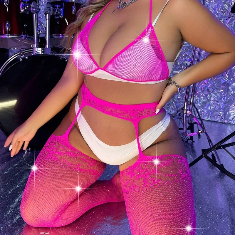 

Сексуальное белье больших размеров: боди с открытой промежностью и стрингами, летний комплект из полиэстера с V-образным вырезом, домашняя одежда из двух предметов для женщин