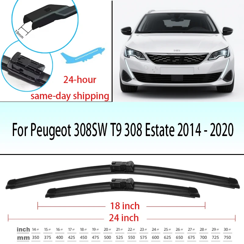 

Wiper Front Wiper Blades Set For Peugeot 308SW T9 308 Estate 2014 - 2020 Windshield Windscreen Window 24"18"