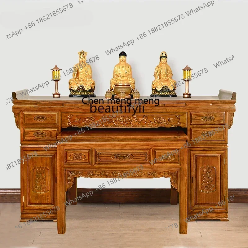 

X Altar Buddha Shrine Household Altar Buddha Table Chinese Solid Wood God of Wealth Worship Table