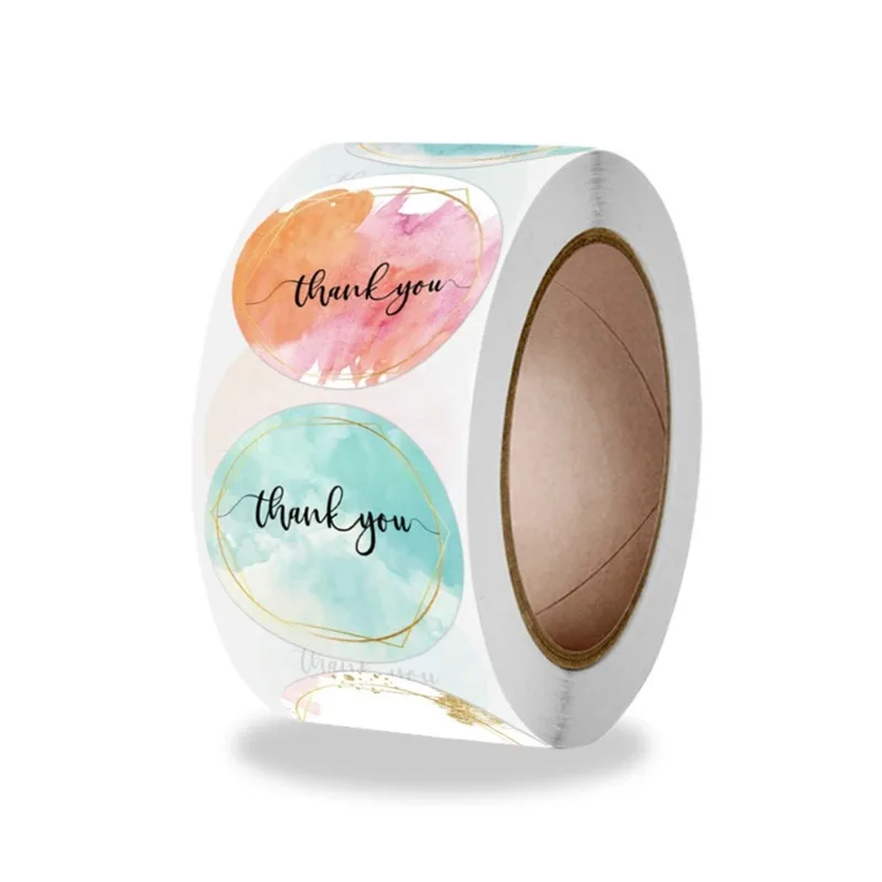 500 قطعة/لفة شكرا لك ملصقات 2.5 سنتيمتر لطيف الوردي الذهب تسميات للشركات الصغيرة أو هدية الزفاف ديكور القرطاسية التعبئة والتغليف ملصق #2
