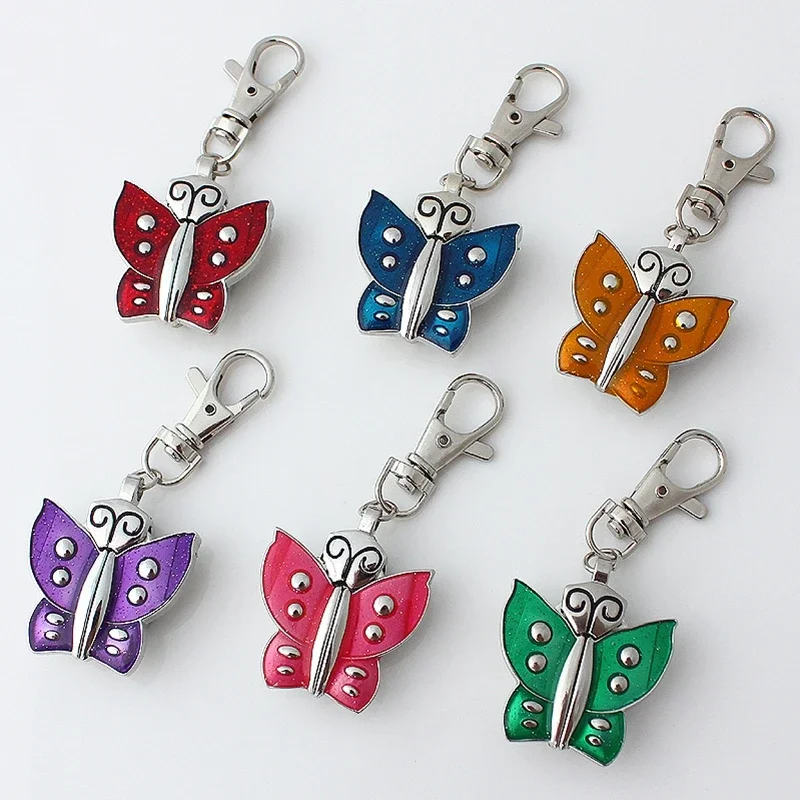 Porte-clés pendentif de poche papillon pour filles, porte-clés de montre, JOWatch avec sac cadeau, clip de montre, nouvelle mode