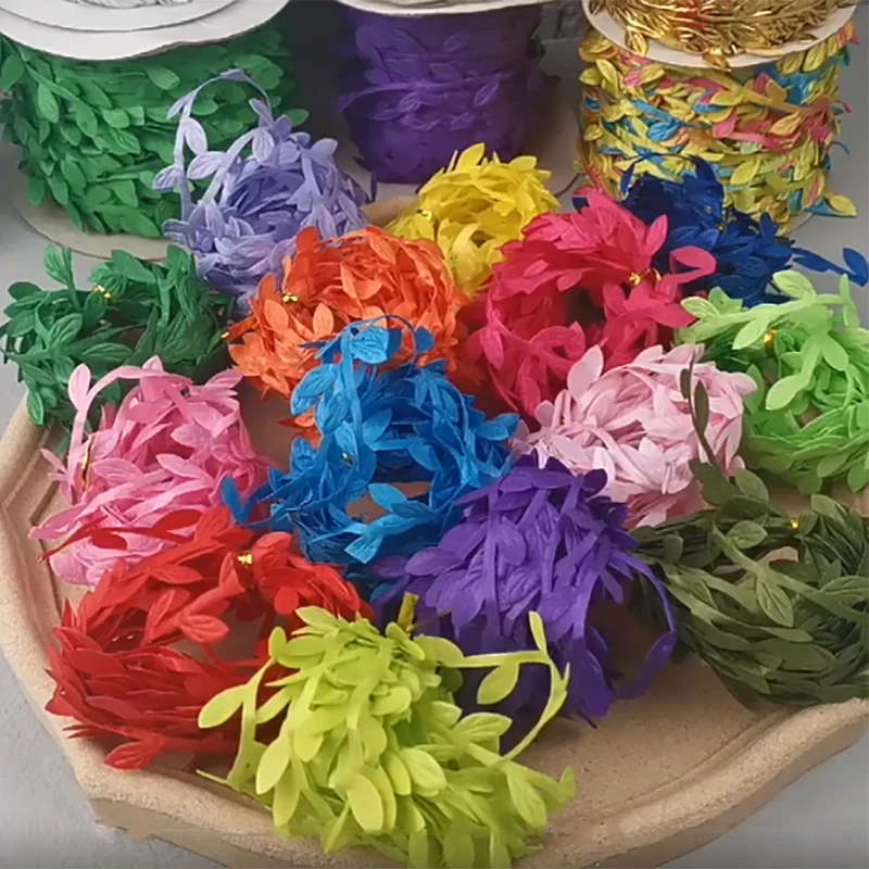 

10Meters Silk Leaf-Shaped Handmake Artificial Green Leaves For Wedding Decoration DIY Wreath Gift Scrapbooking Craft Fake Flower