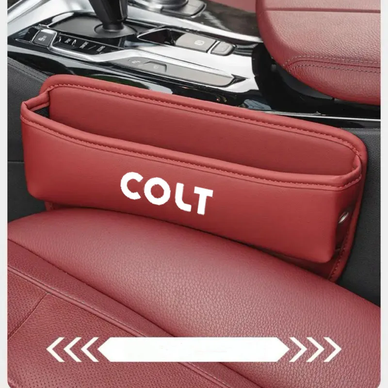 Organizador de asiento de coche, caja de almacenamiento de hendidura de cuero para MITSUBISHI COLT, accesorios para automóviles