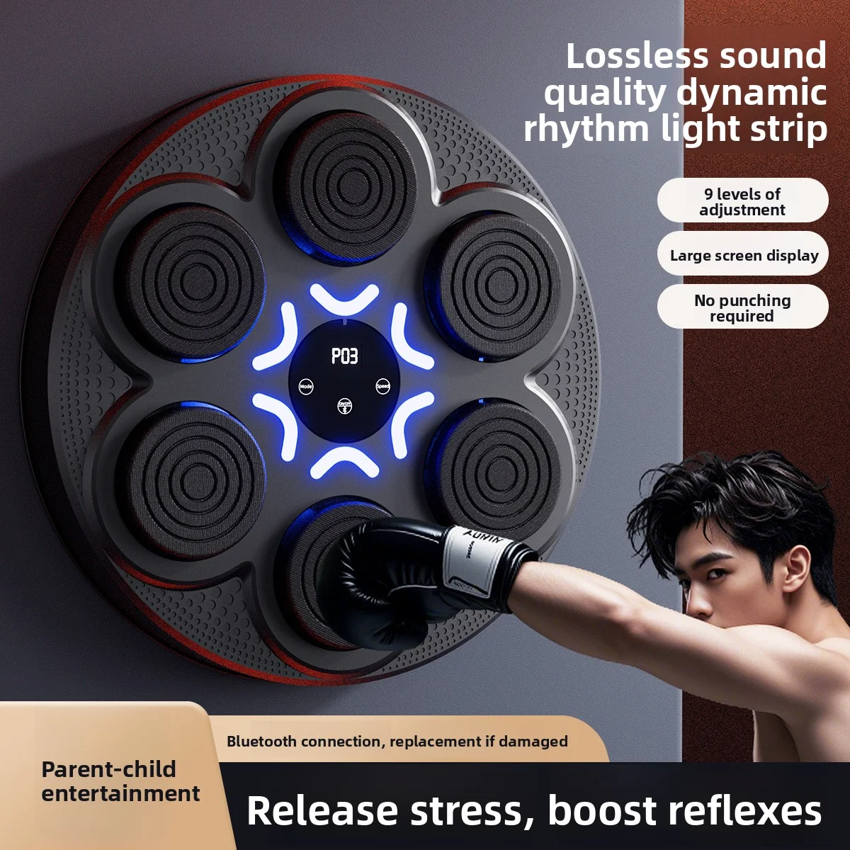 2026 Boxing Machine Home Fitness Intelligent Training Music Boxing Wall Target Trainer Bluetooth Music Boxing Machinepromote Sal