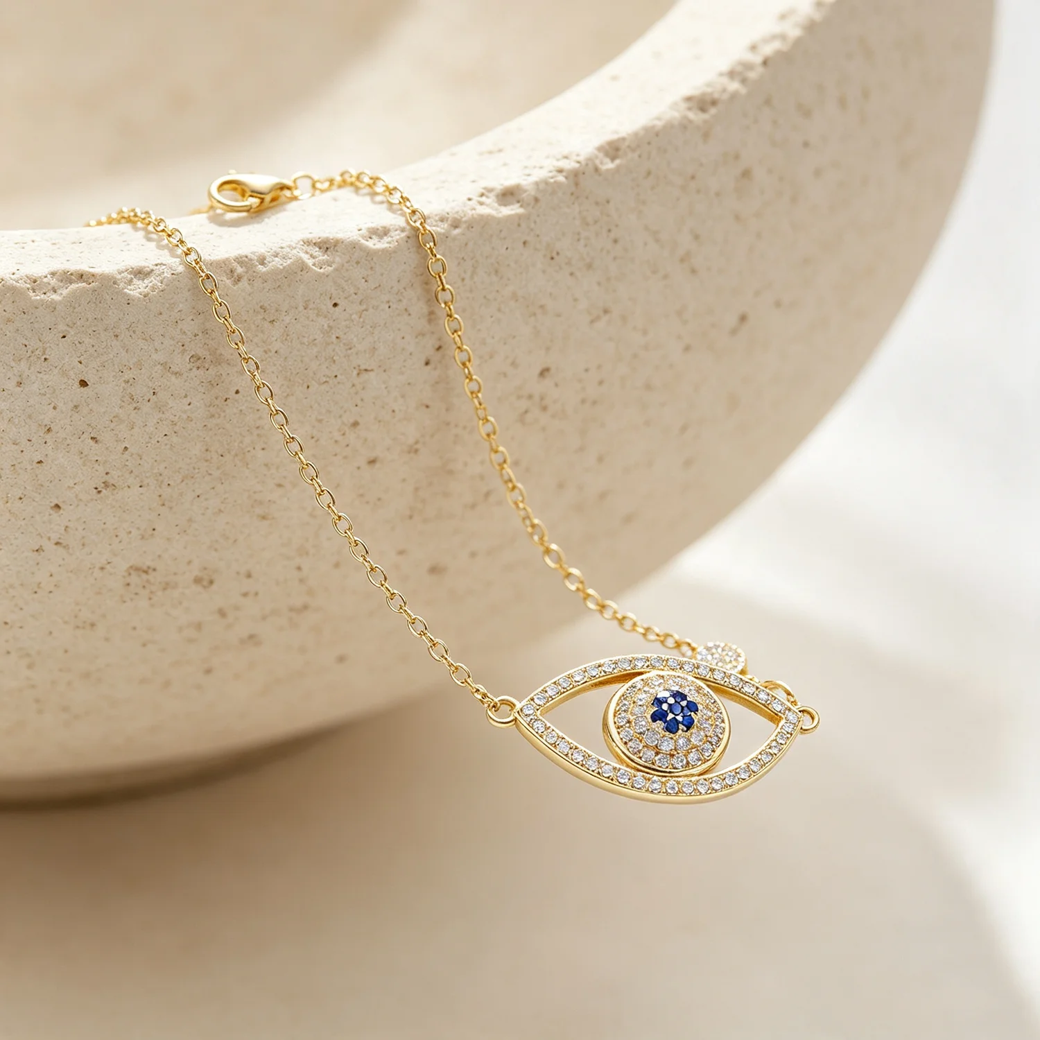925 Sterling Silver Micro Pave CZ Evil Eye Charm Adjustable Cable Chain Bracelet Women Lucky Protection Stacking Wrist Jewelry