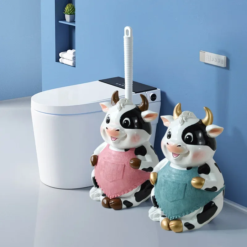 Toilet brush household set with base Resin cartoon animal toilet with no dead corner cleaning brush bathroom accessories