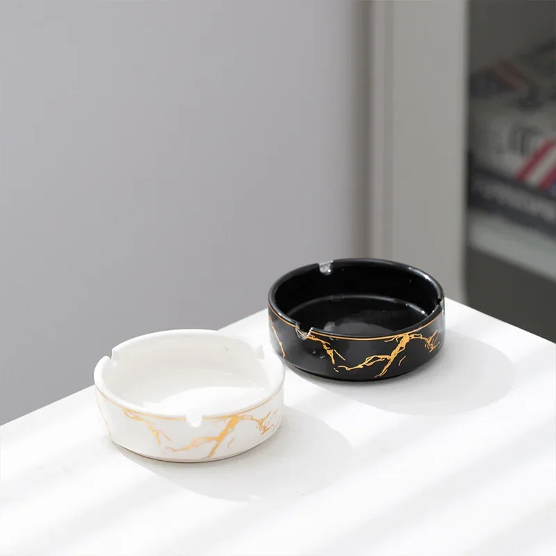 

Nordic Ceramic Ashtray Marble Pattern Ashtray Storage Box Creative Personality Trend Desktop Decoration Home Living Room Ashtray