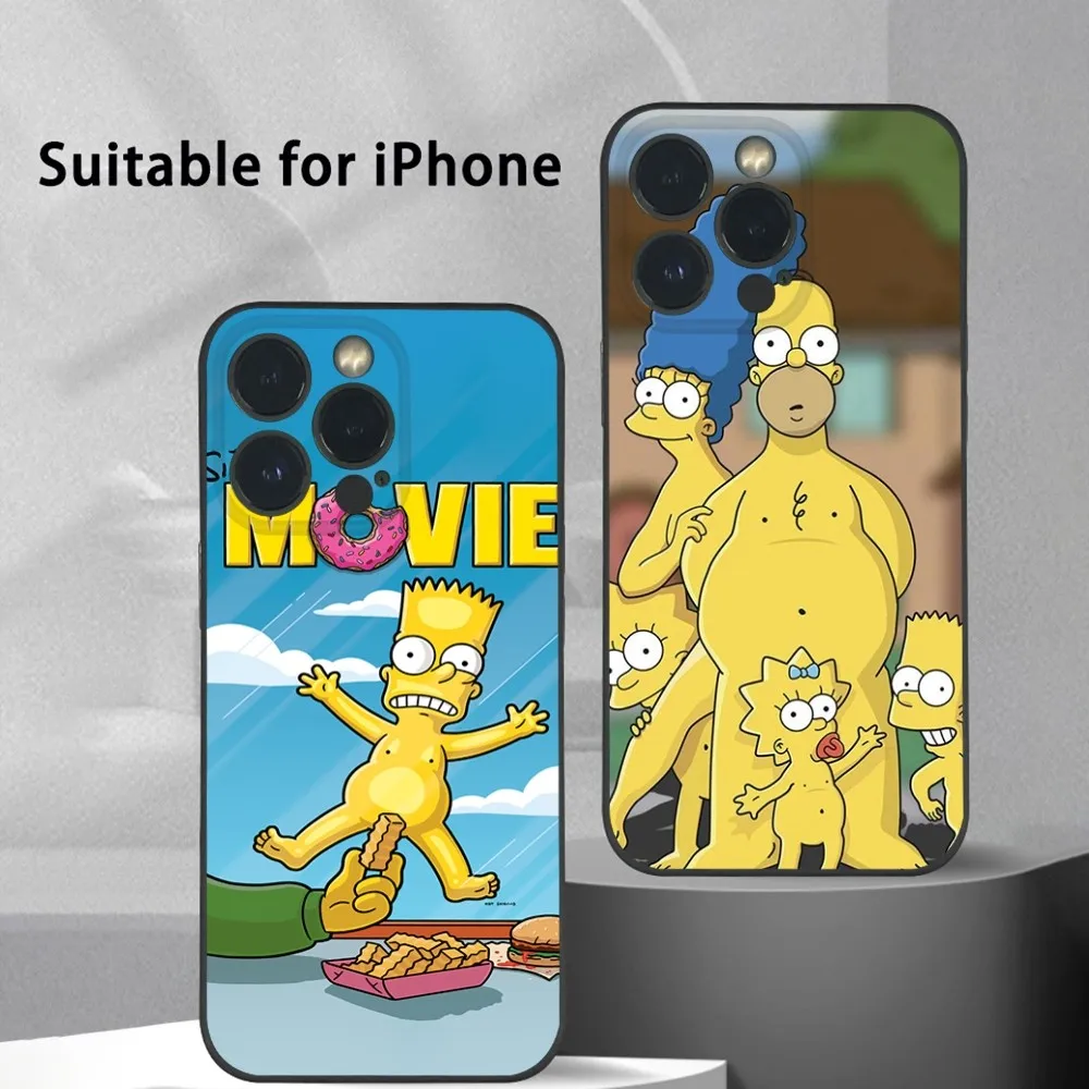 The Simpsons Funny Spoof Phone Case For iPhone 15 14 13 12 11 Pro Xs Max Mini XR X 78 Plus Black Frosted Soft Shell Funda