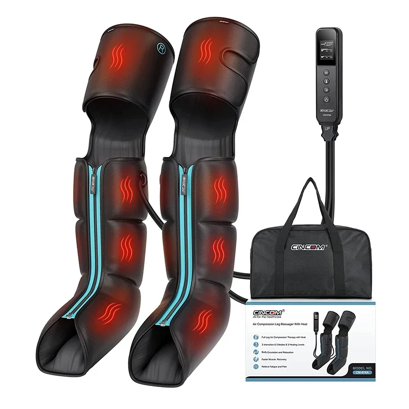 CINCOM Air Compression Leg Massager - Full Leg Coverage with Soothing Heat for Circulation & Recovery