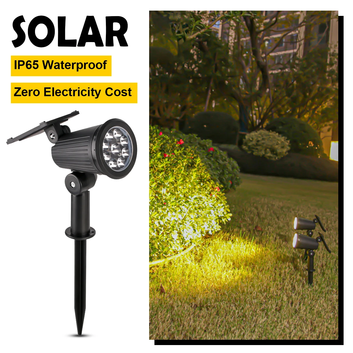 

9LEDs Lawn Light Angle Adjustable Lamp On/Off 3000K-6500K LED Rechargeable Ornaments White Terrace Garden Exteriors Low Terraces