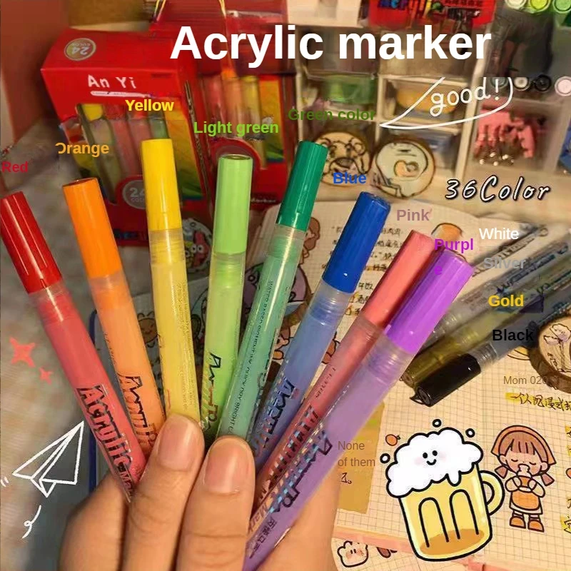 

Art Marker Acrylic Paint Brush Pen Rock Painting Stone Ceramic Glas Wood Canvas DIY Graffiti Making Drawing Supplie 36 Colors