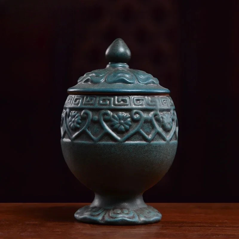 1PCS Treasures Ceramic Buddha Supplies Buddha Hall Buddha Front Incense Burner Water Cup Vase Offering Ornament