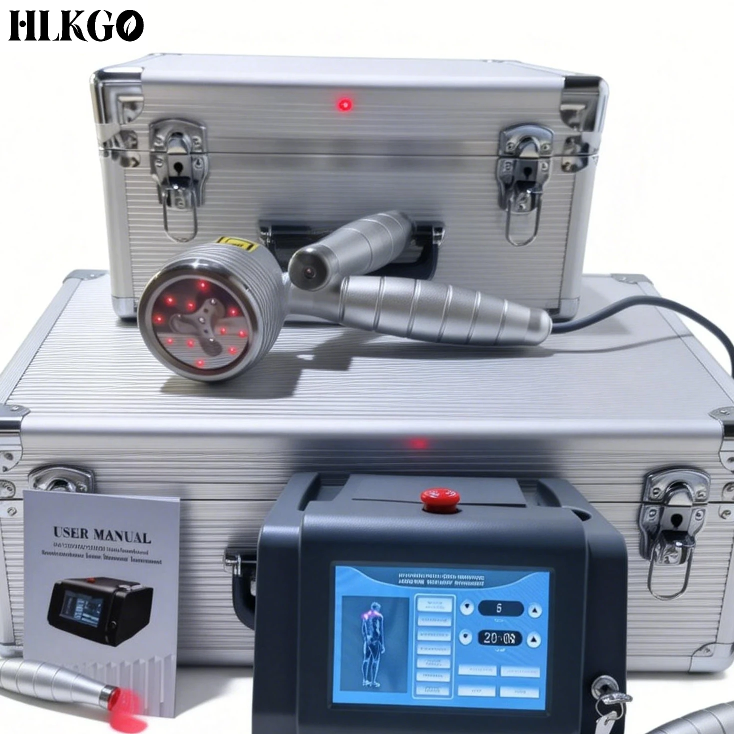 Portable Dual Wavelength Laser Pain Reliever - HLKGO Medic 650nm/808nm for Home Use, Back Pain, Knee Pain & Wound Healing