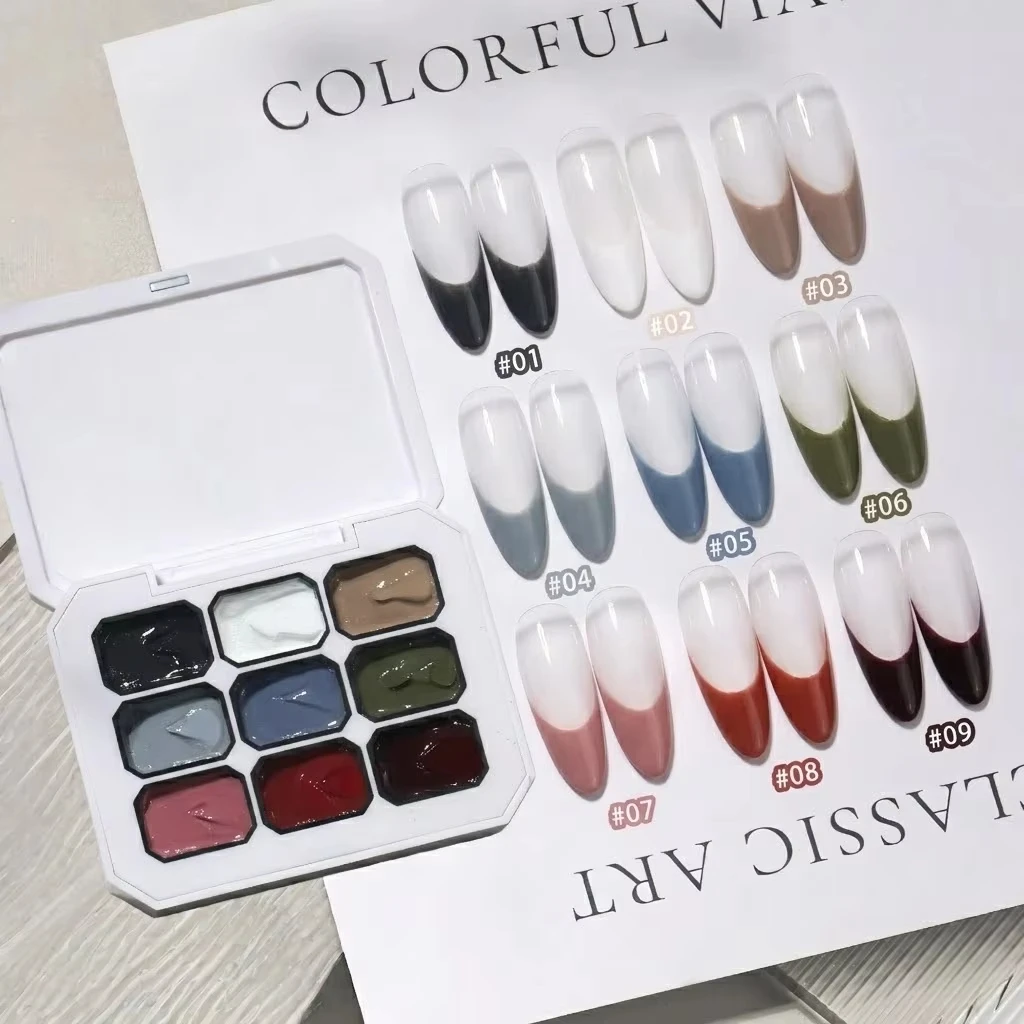 9-Color Solid Gel Nail Polish, High Saturation Trendy Manicure Gel, Single Layer Application Easy Color Gradient, Perfect Gift