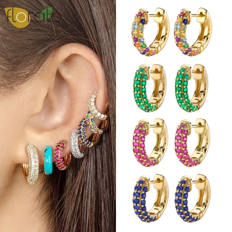 

Yoofaning 925 silver needle colorful zircon Circle Hoop Earrings For Women Birthday Simple Noble Jewelry Gift for women